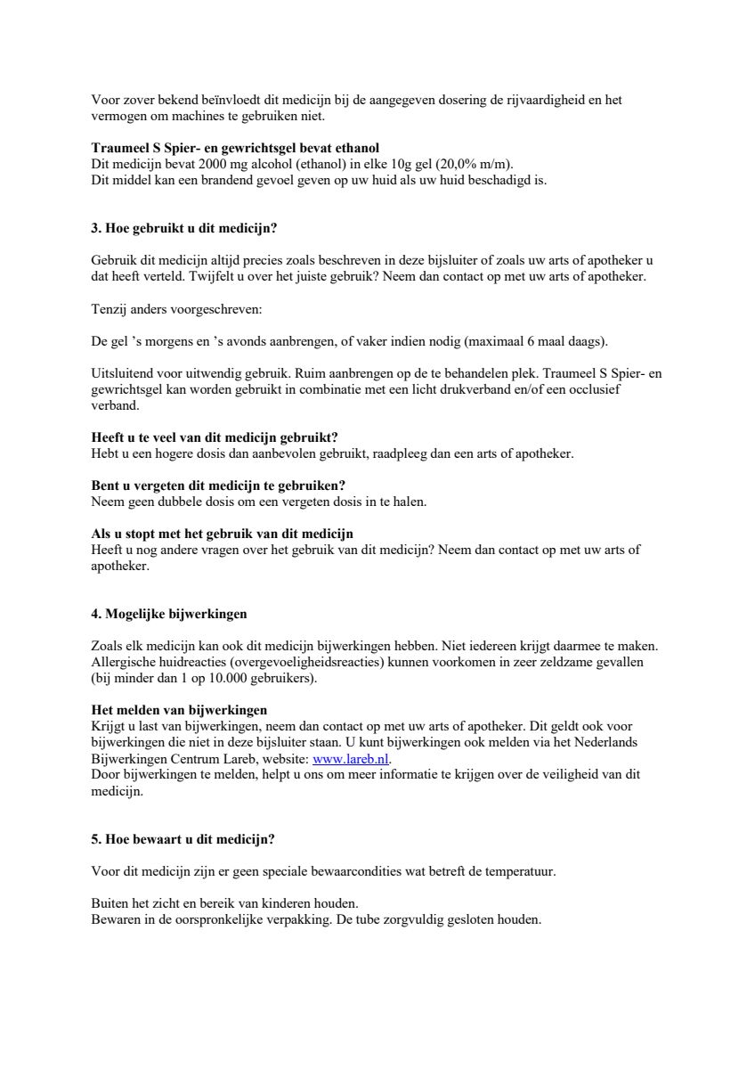 Traumeel S Gel afbeelding van document #2, leaflet