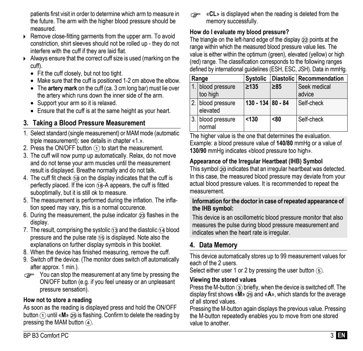 Microlife BP Bloeddrukmeter B3 Comfort PC afbeelding van document #5, instructions