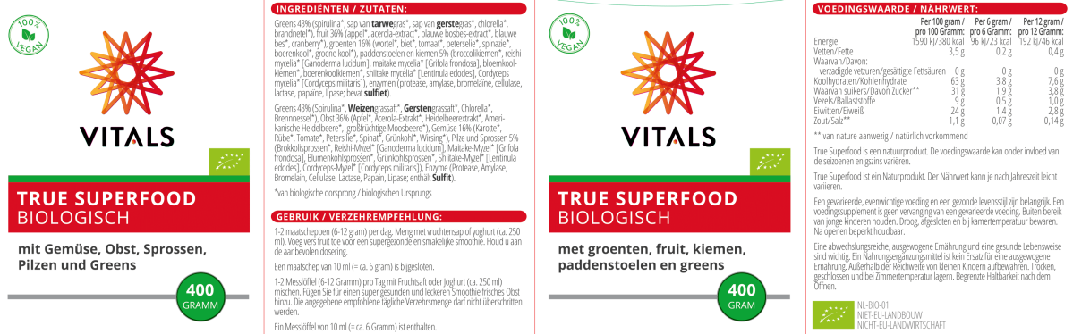 True Superfood Biologisch Poeder afbeelding van document #1, label