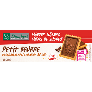 Damhert minder suikers Petit Beurre melkchocolade 125GR