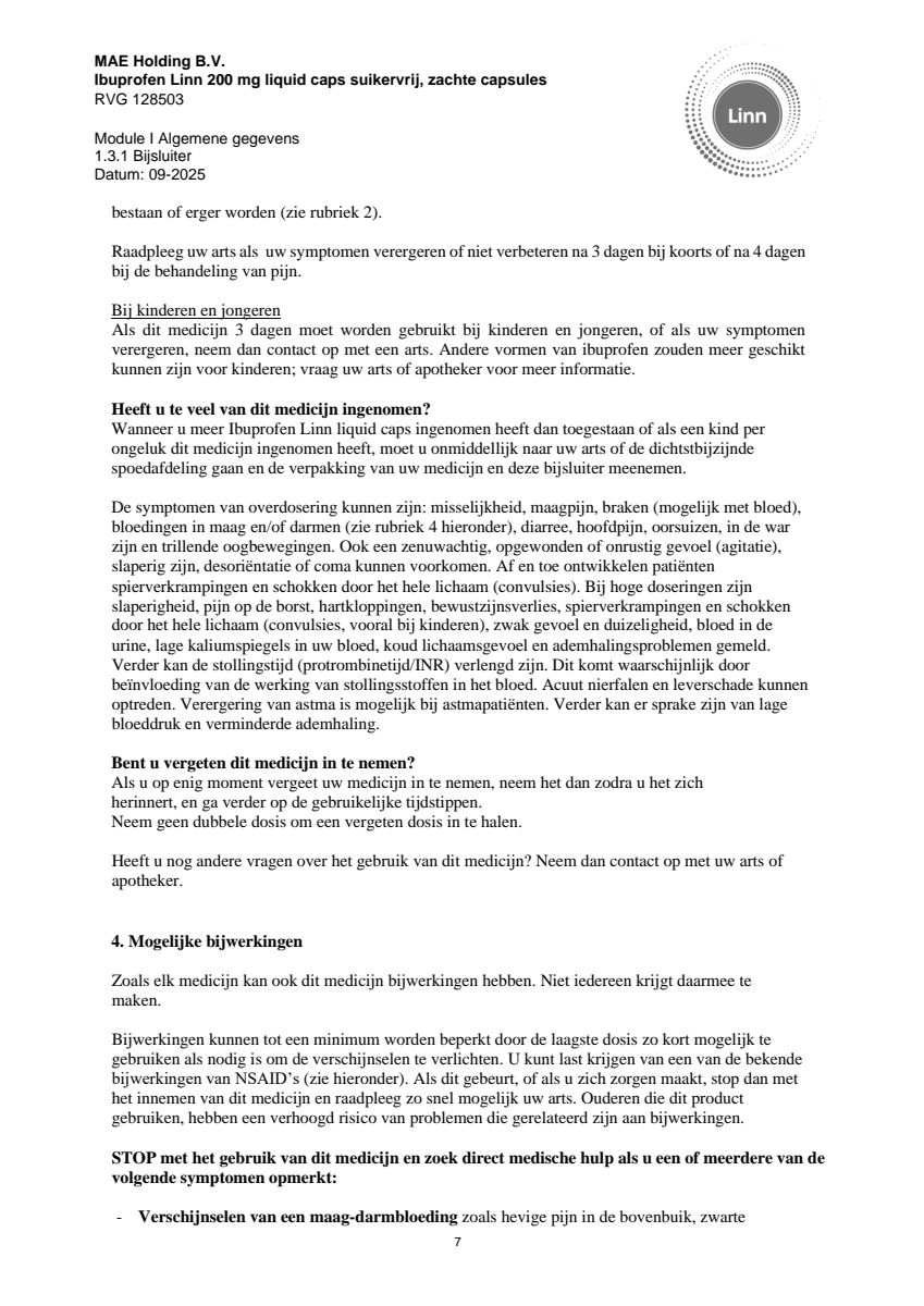 Ibuprofen Liquid Caps 200mg Suikervrij afbeelding van document #7, leaflet