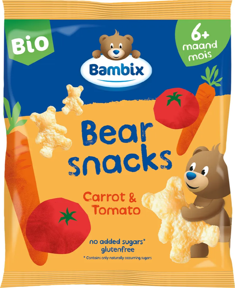 Bambix Bearsnacks Wortel & Tomaat 6M+ Bio afbeelding