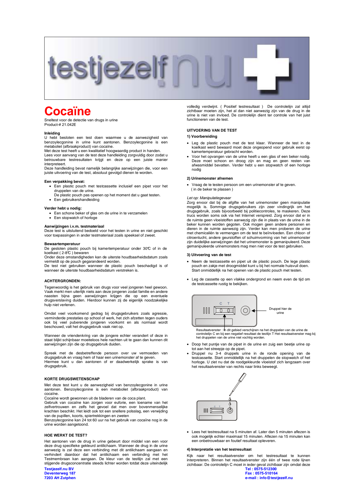 Drugstest Cocaine afbeelding van document #1, instructions