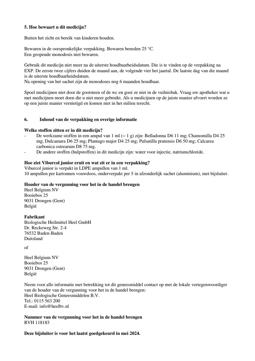 Viburcol Junior Ampullen afbeelding van document #3, leaflet