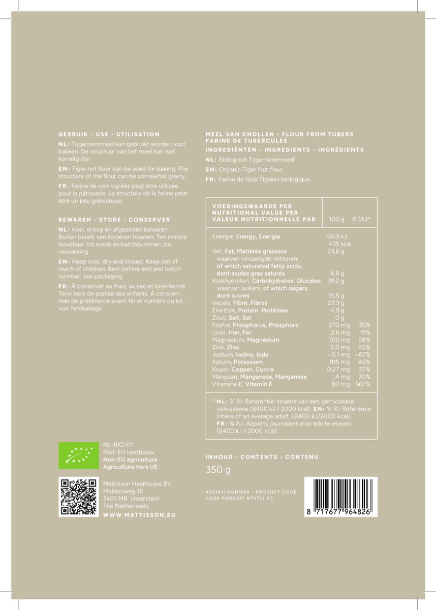 Biologische Chufa Tijgernoot Meel afbeelding van document #1, label