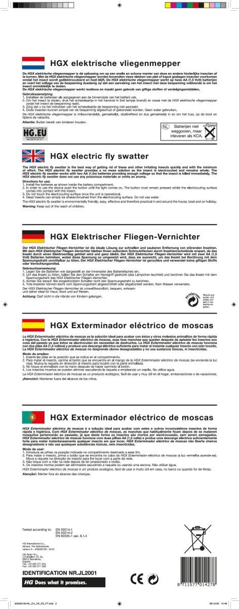 Elektrische Vliegenmepper afbeelding van document #2, label