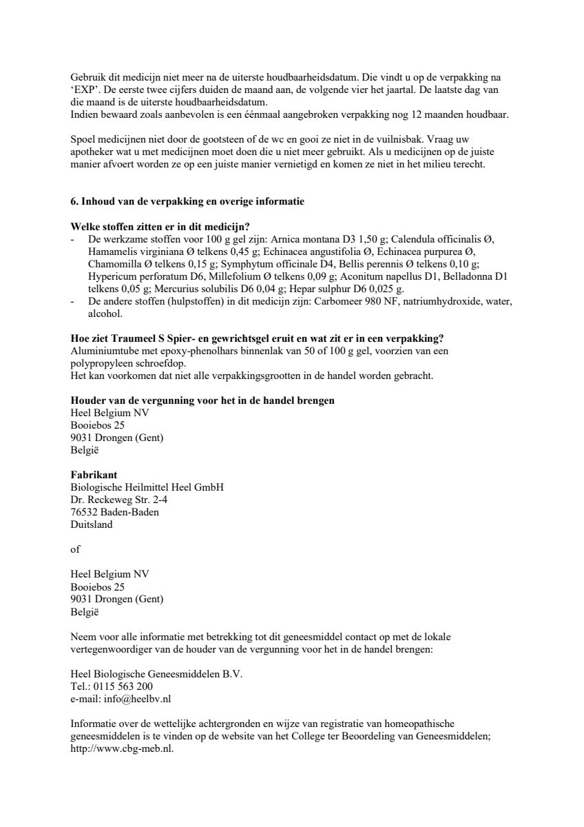 Traumeel S Gel afbeelding van document #3, leaflet