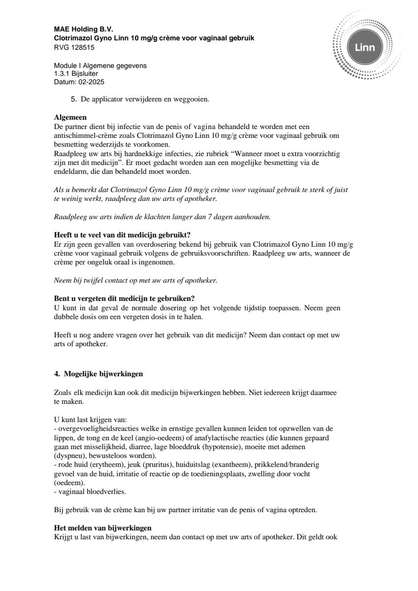 Clotrimazol 10mg/g Vaginale Crème afbeelding van document #5, leaflet