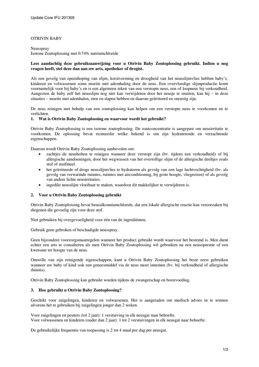 Baby Zoutoplossing Neusspray bij een verstopte neus afbeelding van document #1, instructions