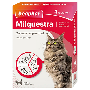 Beaphar Milquestra Ontwormingsmiddel Katten vanaf 2KG 4ST