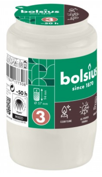 Bolsius Herdenkingslicht nr. 3 Wit afbeelding 1
