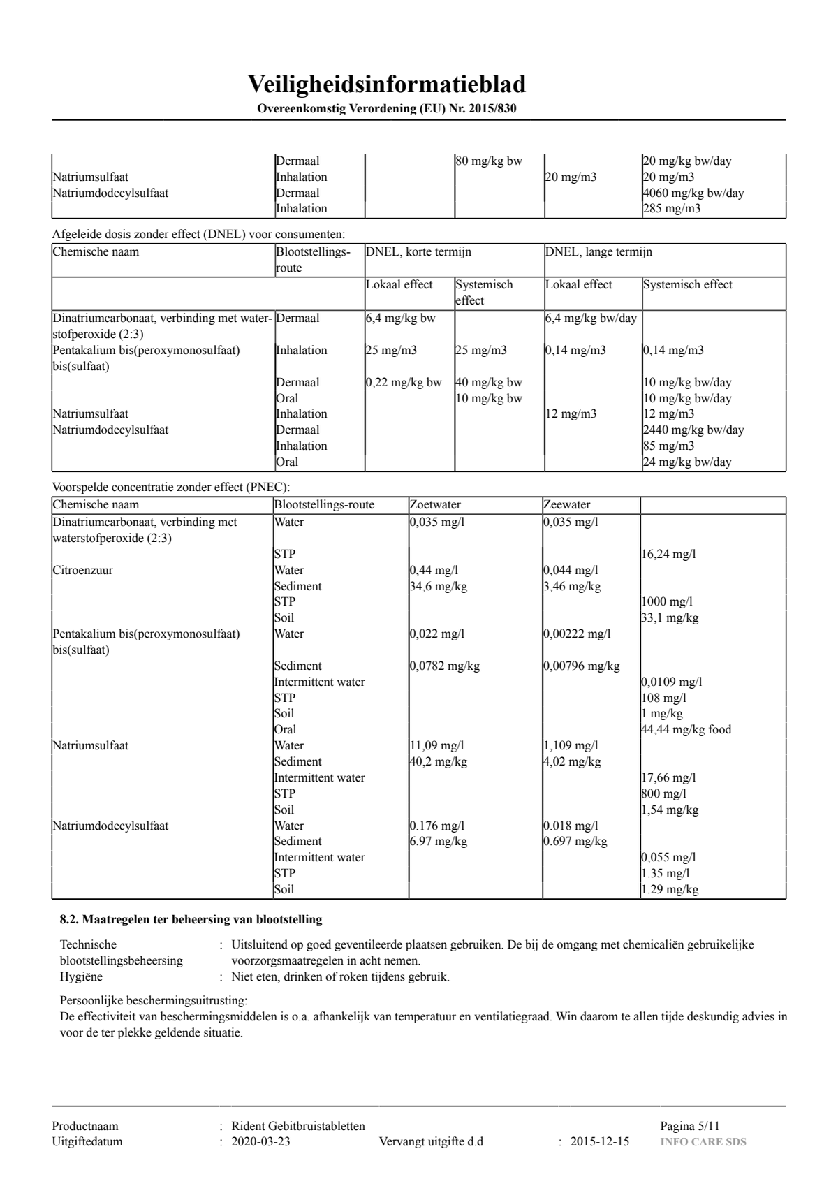 Gebitsbruistabletten Regular afbeelding van document #5, instructions