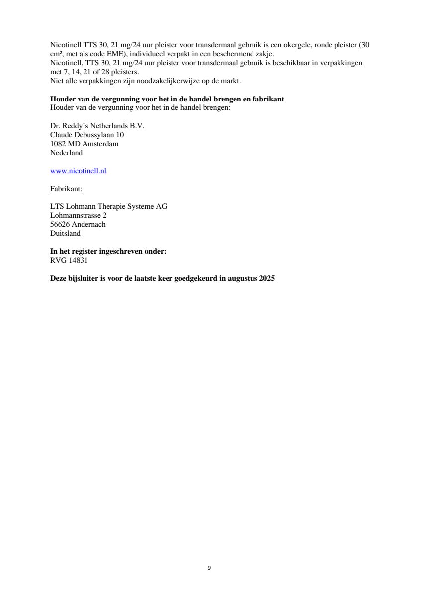 Pleisters 21 mg - voor stoppen met roken afbeelding van document #9, leaflet