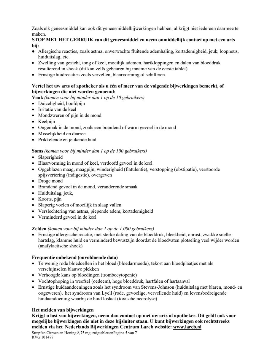 Citroen & Honing 8,75 MG Zuigtabletten afbeelding van document #5, leaflet