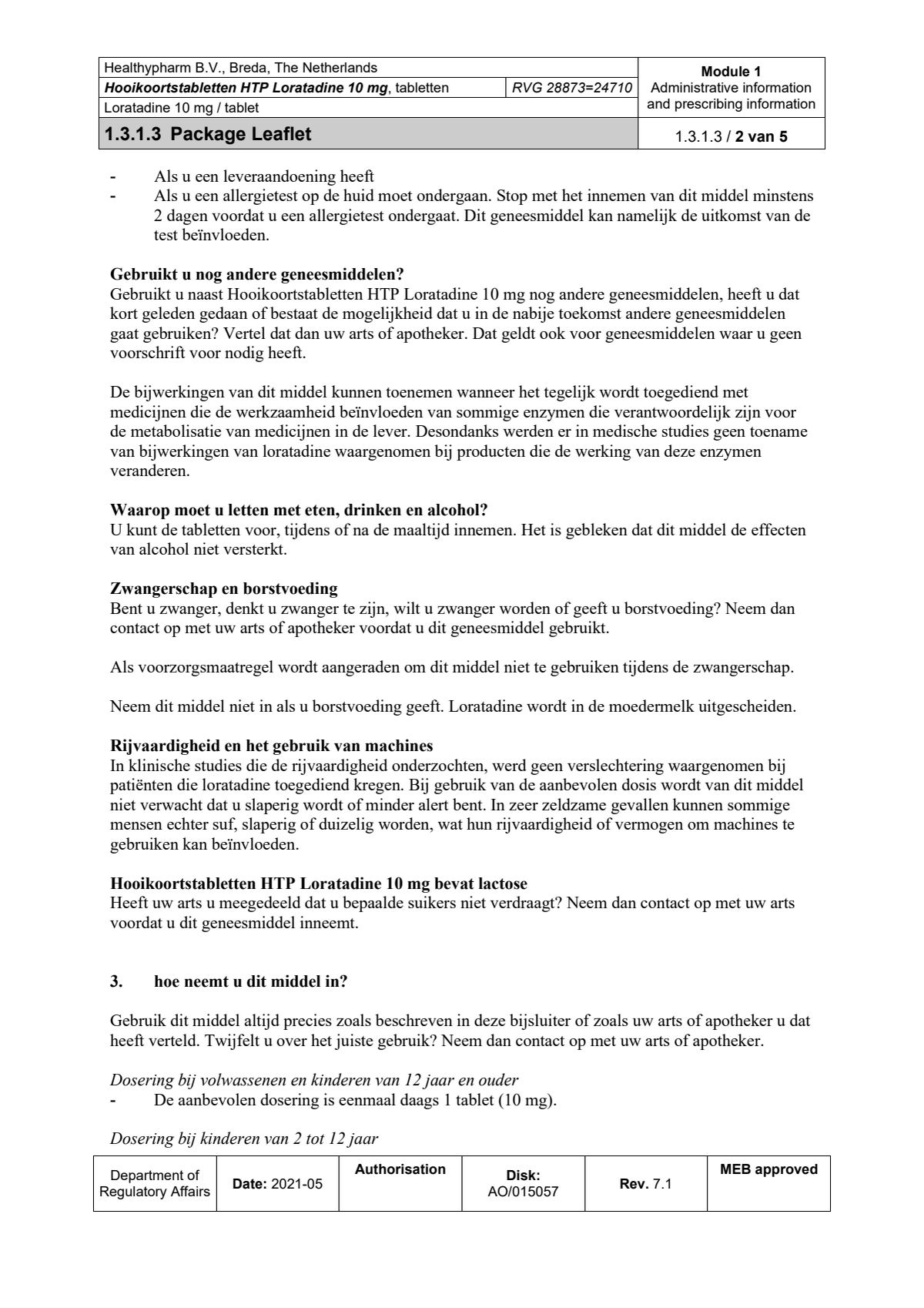 Hooikoorts Loratadine Tabletten afbeelding van document #2, leaflet