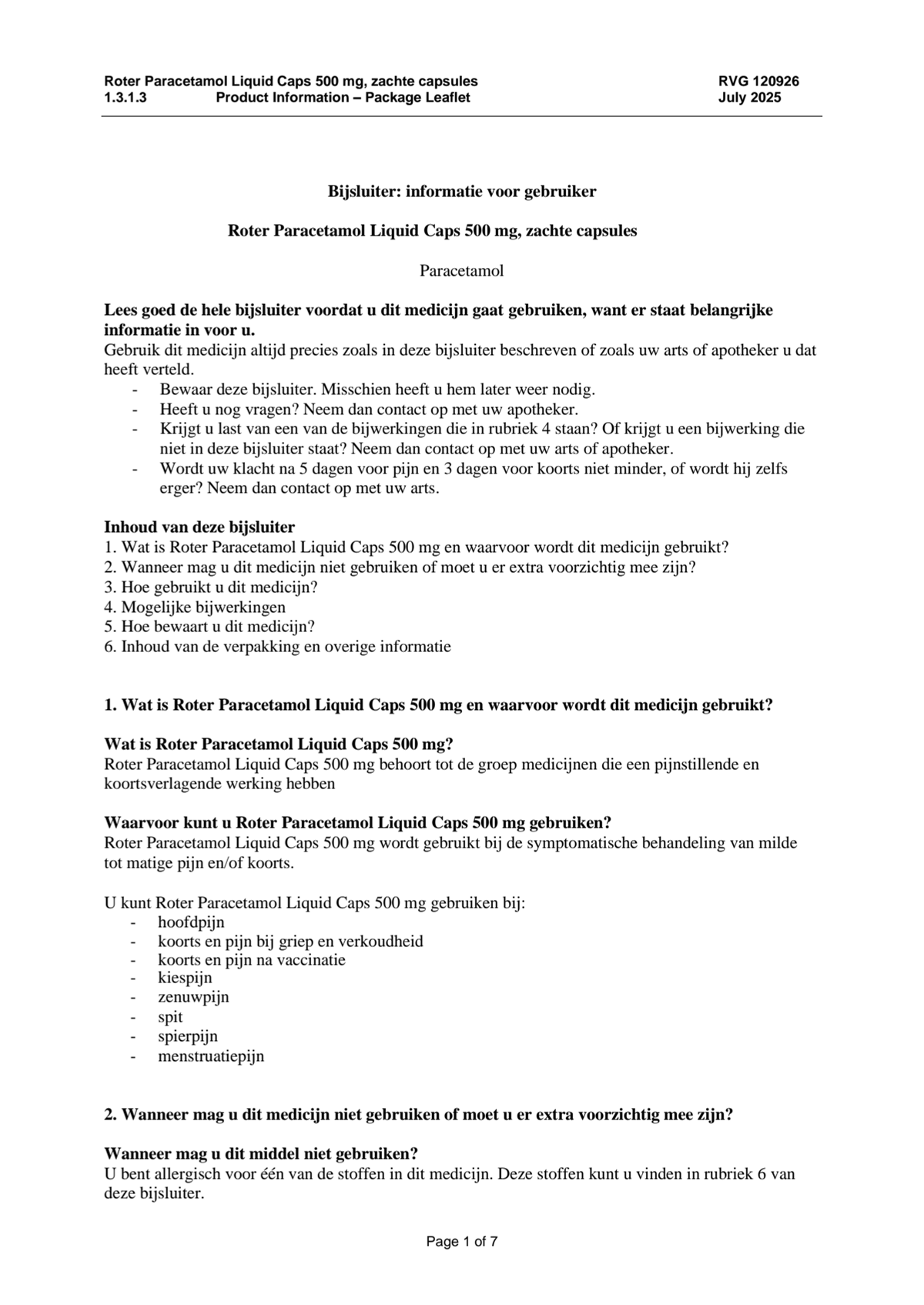 Paracetamol 500mg Liquid Caps afbeelding van document #1, leaflet