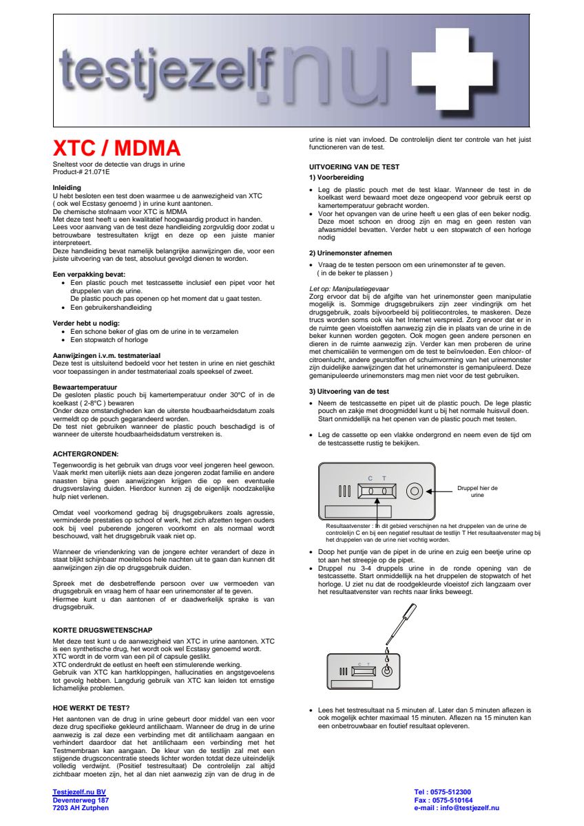 Drugstest MDMA XTC afbeelding van document #1, instructions