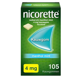 Nicorette Suikervrij Kauwgom Menthol Mint 4mg 105ST Nicorette Suikervrij Kauwgom Menthol Mint 4mg 105ST