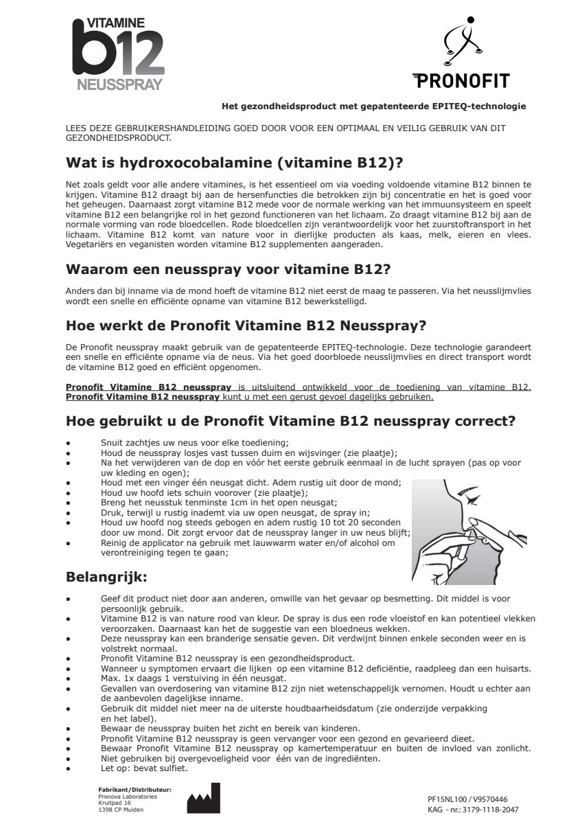 Vitamine B12 Neusspray afbeelding van document #1, instructions