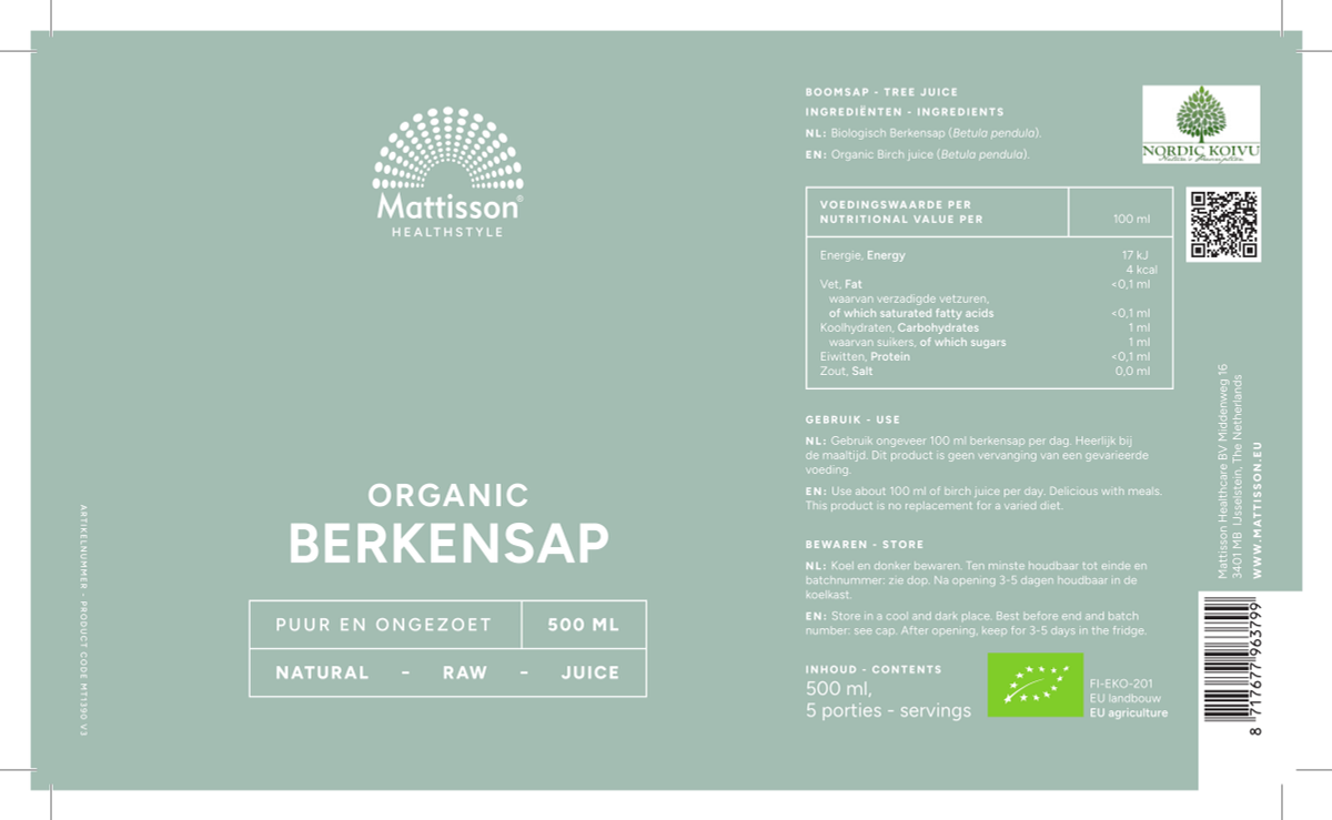 Biologisch Absolute Berkensap afbeelding van document #1, label