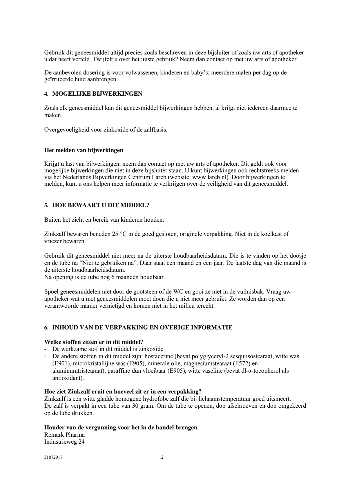 Zinkzalf afbeelding van document #2, leaflet