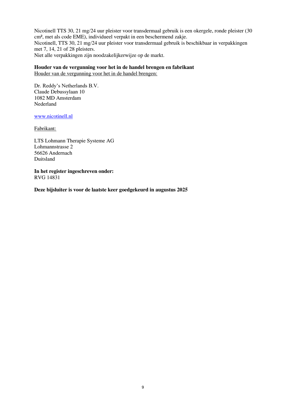 Pleisters 21 mg - voor stoppen met roken afbeelding van document #9, leaflet