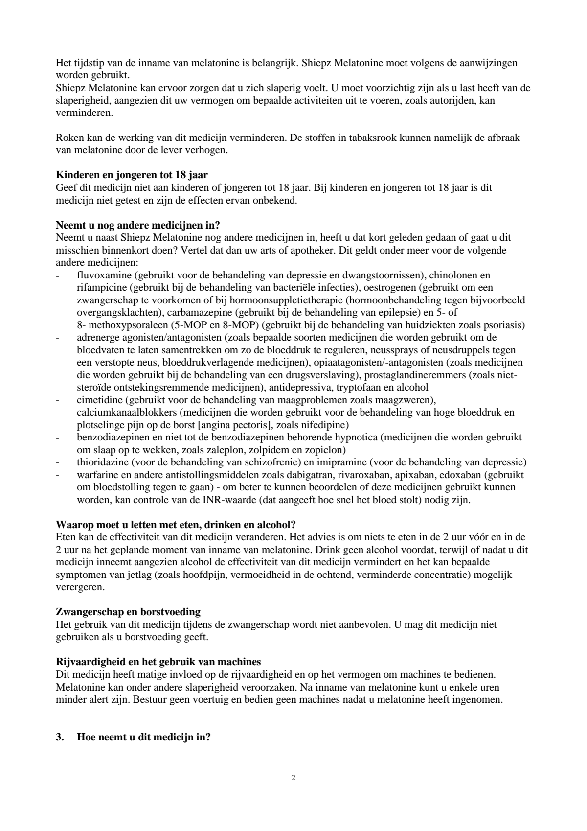 Melatonine 3 mg Tabletten afbeelding van document #2, leaflet