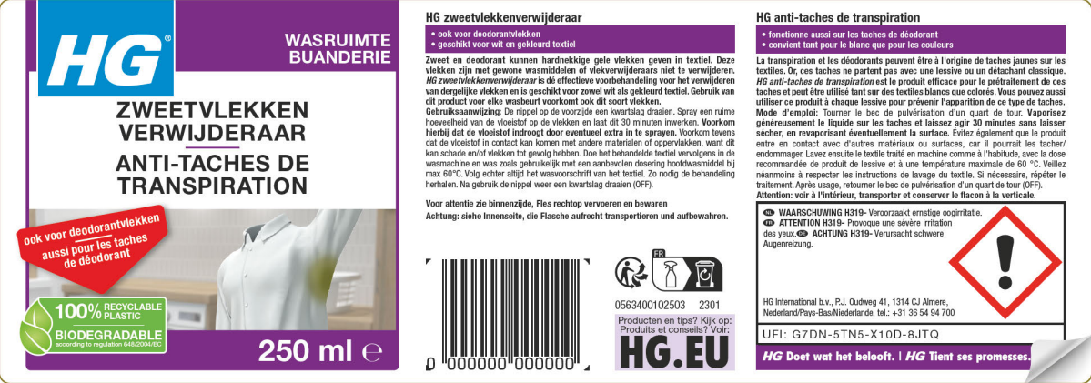 Wasruimte Zweetvlekkenverwijderaar afbeelding van document #1, label