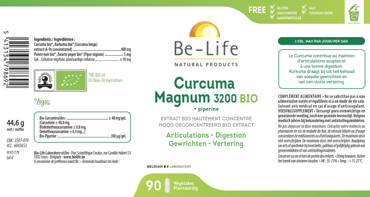 Curcuma Magnum 3200 Capsules afbeelding van document #1, label