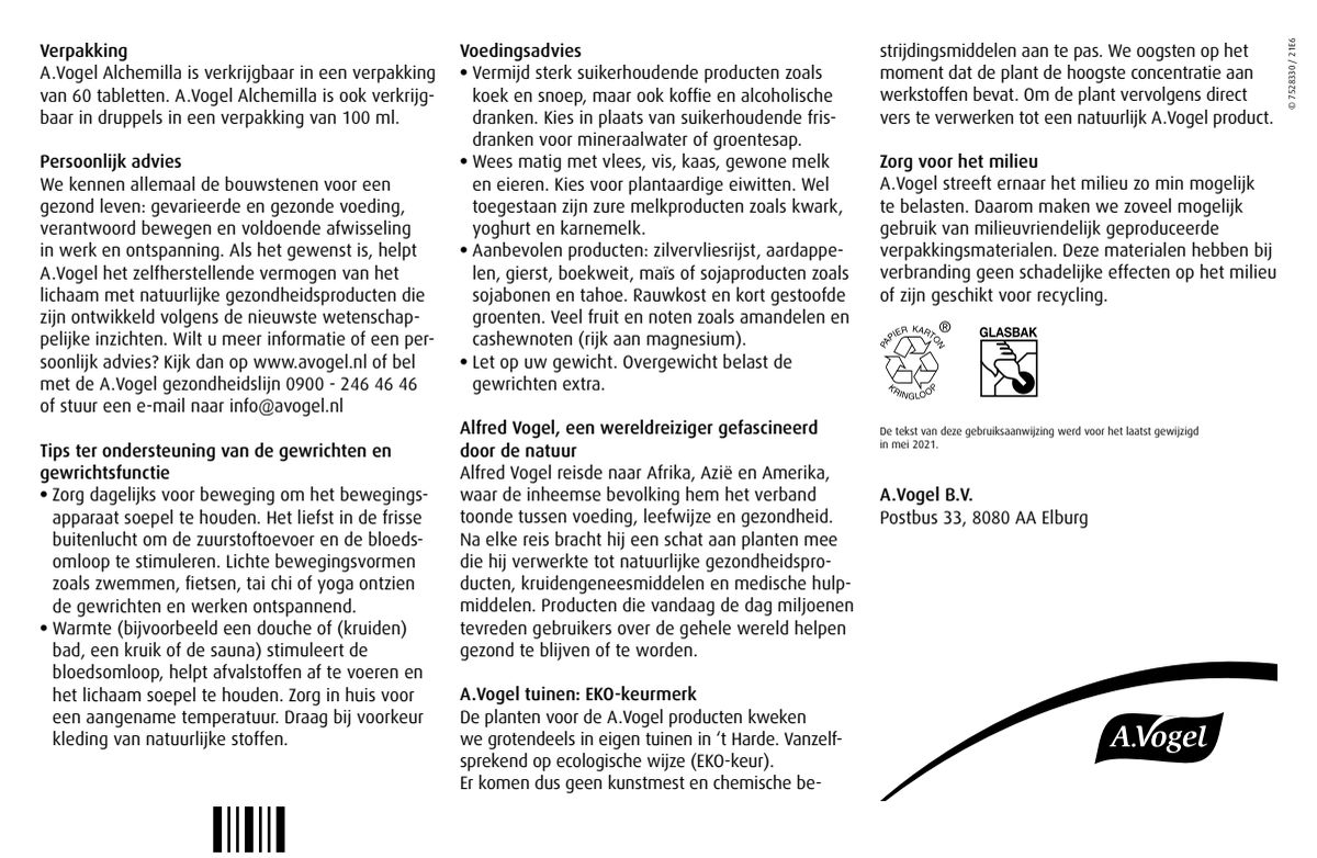 Alchemilla Gewrichten Tabletten afbeelding van document #2, leaflet