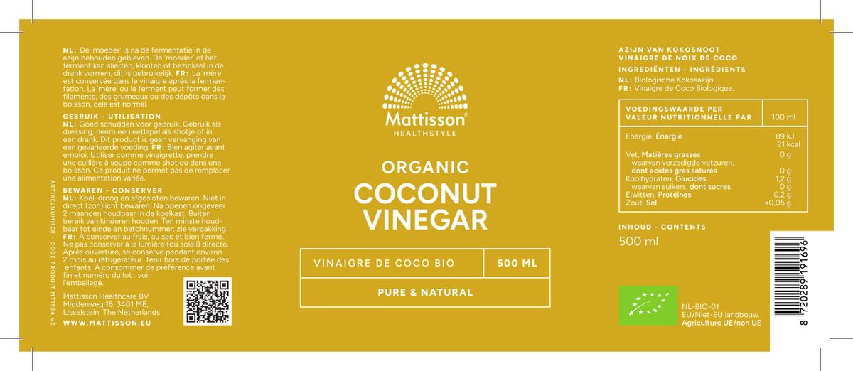 Coconut Vinegar Pure afbeelding van document #1, label