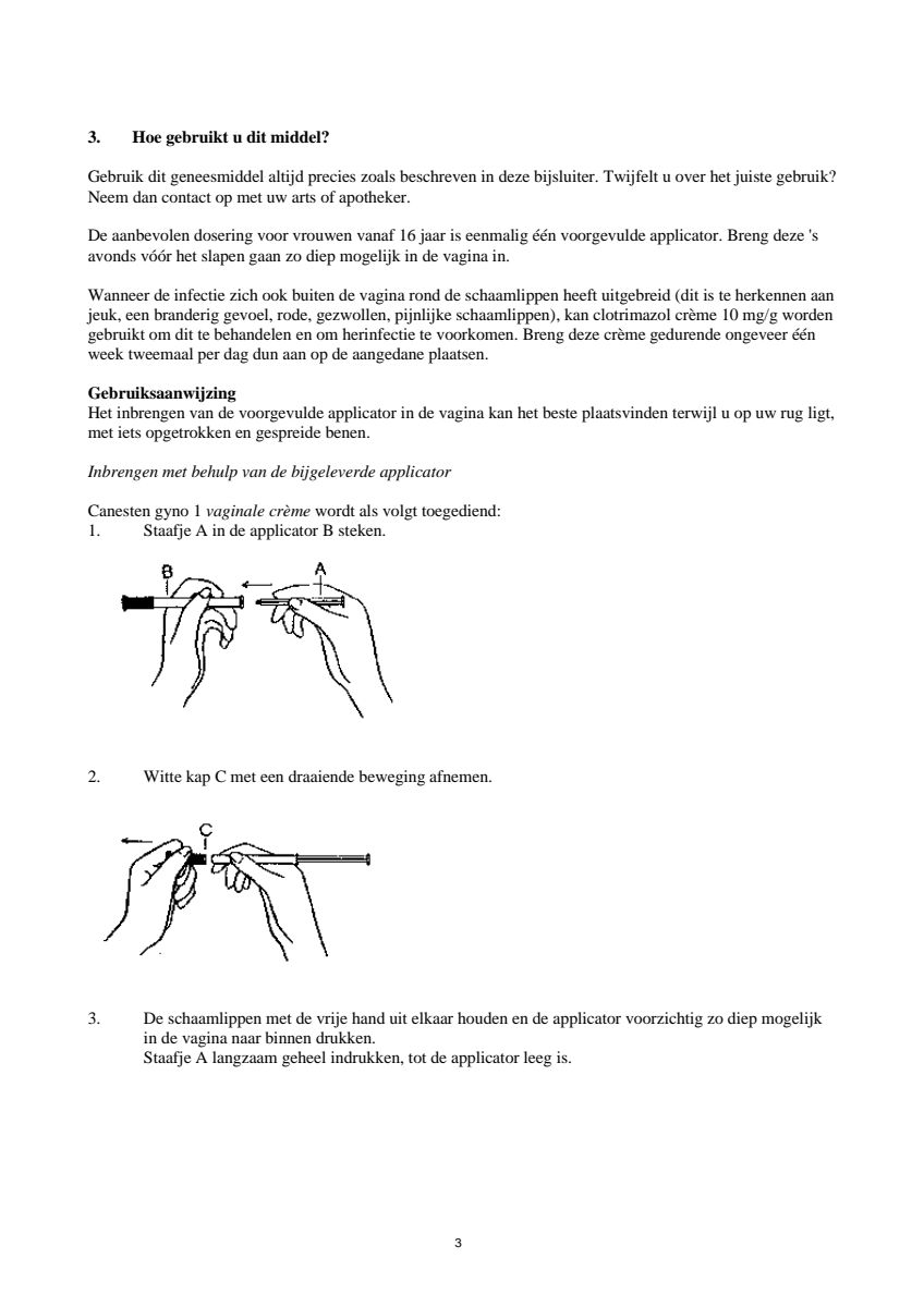 Canesten GYNO 1 Crème - 1 daagse behandeling afbeelding van document #3, leaflet