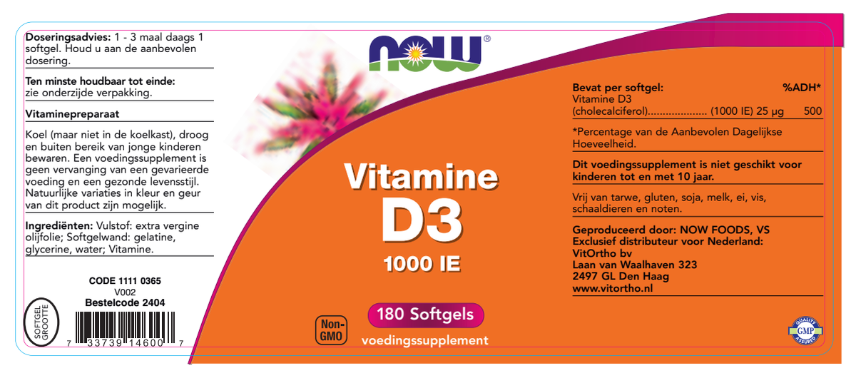 Vitamine D3 1000 IE Softgels afbeelding van document #1, label
