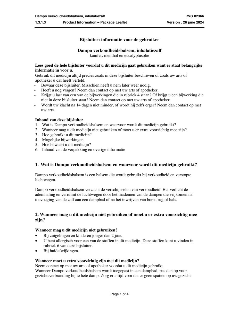 Verkoudheidsbalsem afbeelding van document #1, leaflet