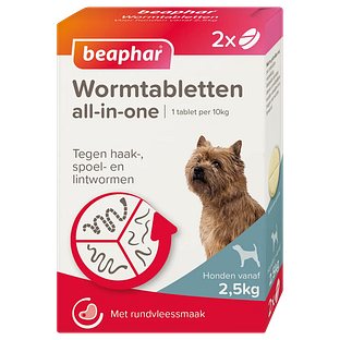 Beaphar Wormtabletten all-in-one Honden vanaf 2.5KG 2ST