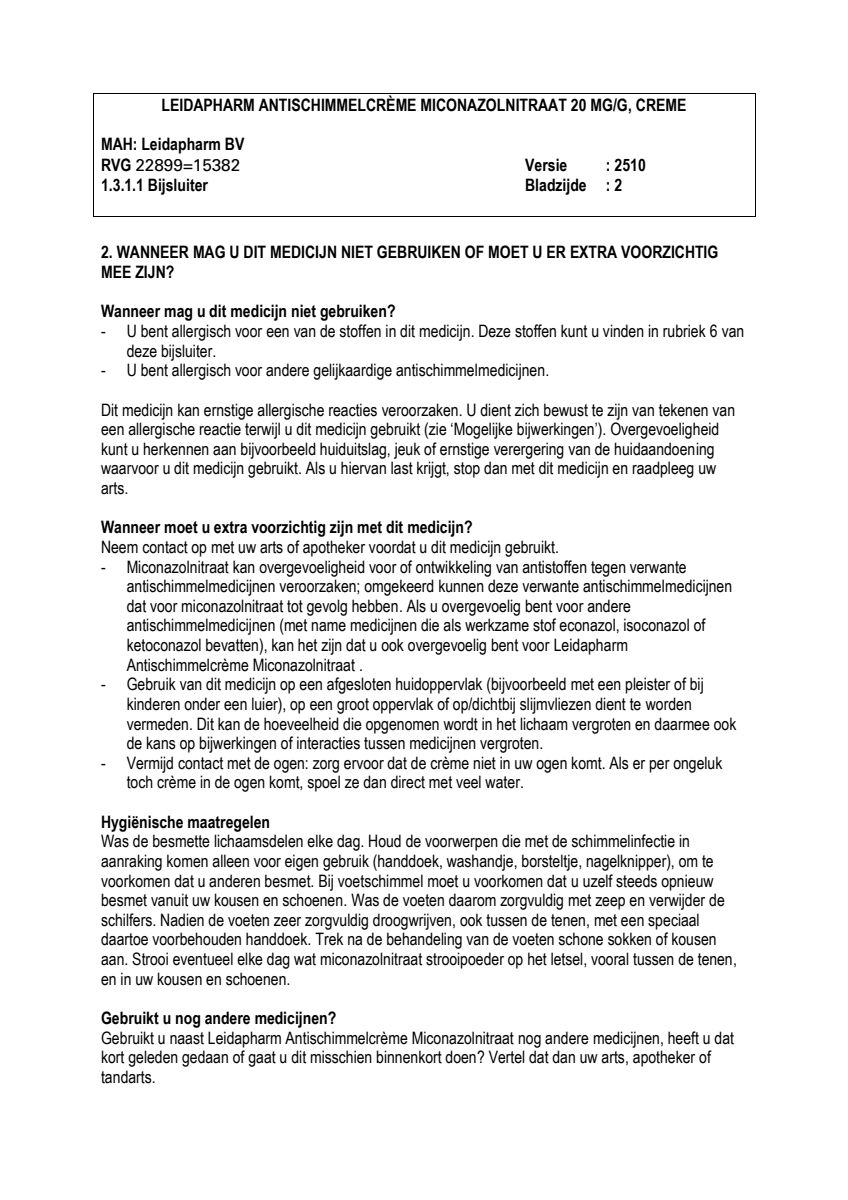 Miconazolnitraatcreme afbeelding van document #2, leaflet