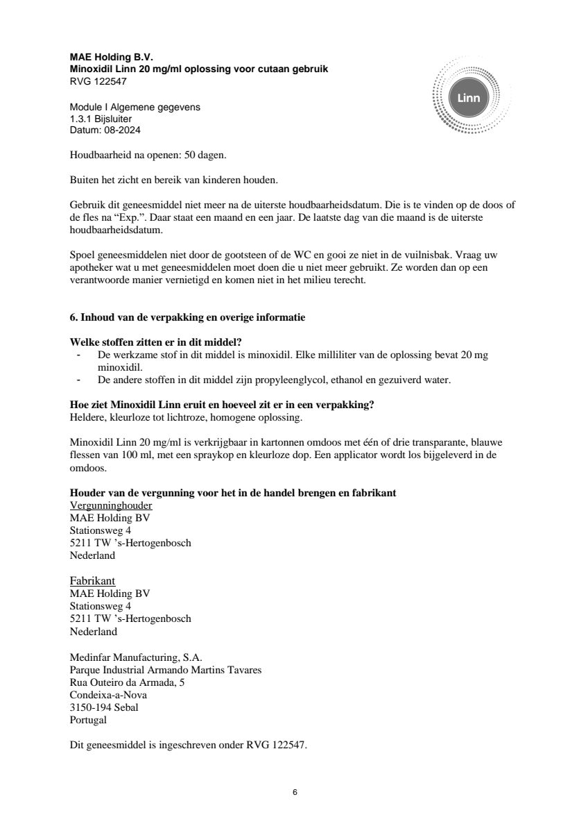 Minoxidil Linn 20 mg/ml oplossing afbeelding van document #6, leaflet