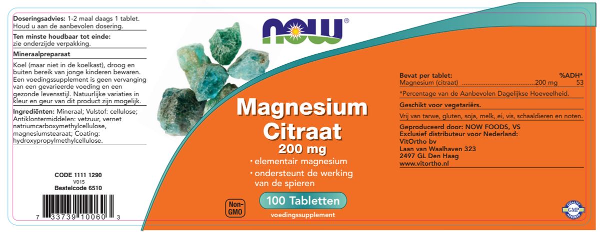 Magnesium Citraat 200mg DUO Tabletten afbeelding van document #1, label