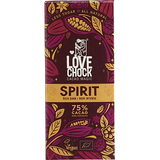 Lovechock Spirit Vegan Pure Chocolade | 75% Cacao 70GR Lovechock Spirit Vegan Pure Chocolade | 75% Cacao 70GR
