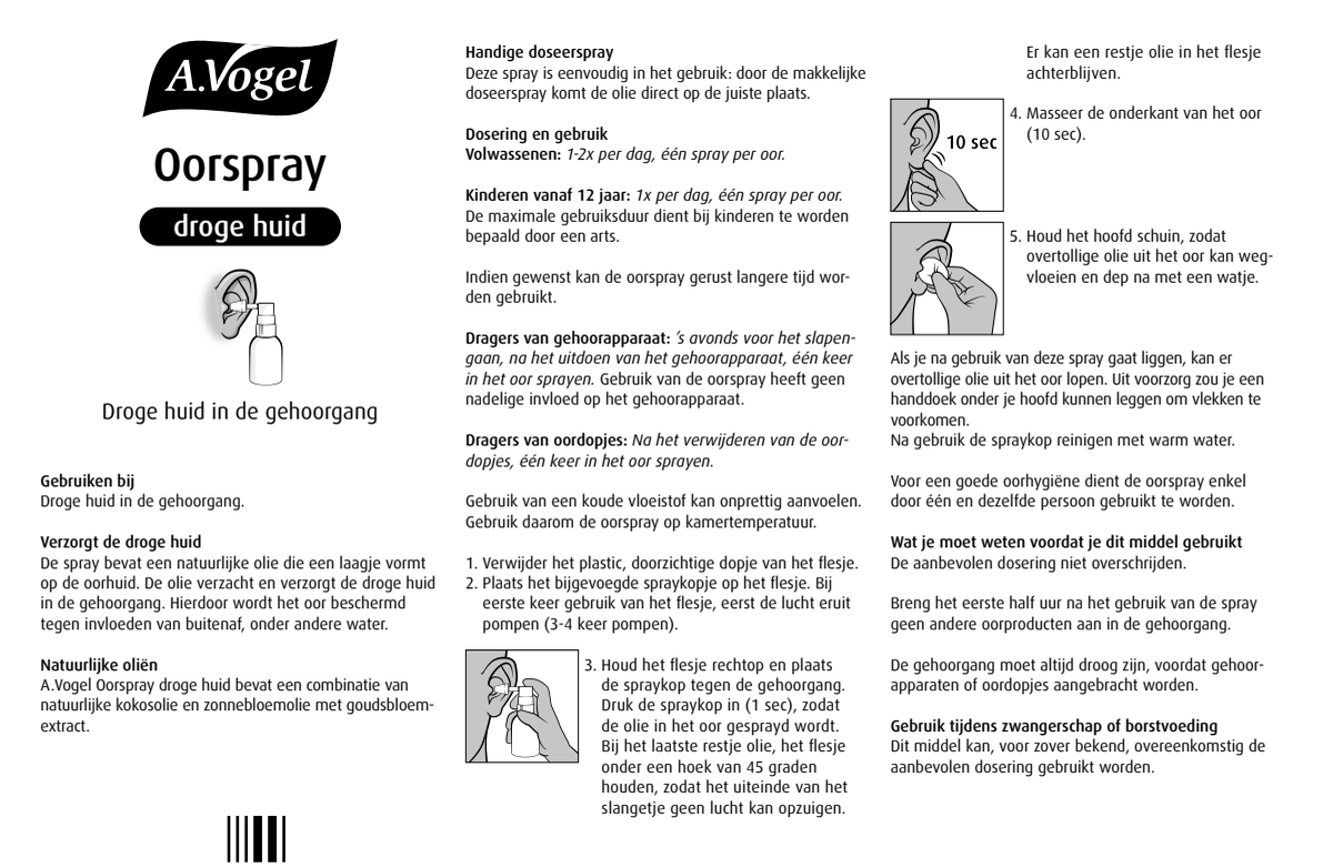 Oorspray droge huid afbeelding van document #1, instructions