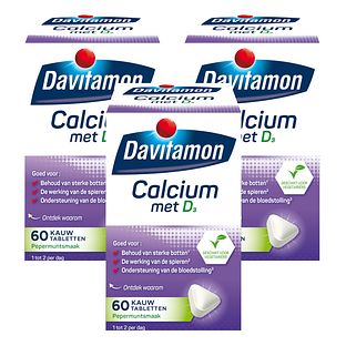 Davitamon Calcium Met Vitamine D Kauwtabletten Multiverpakking 3x60KTB