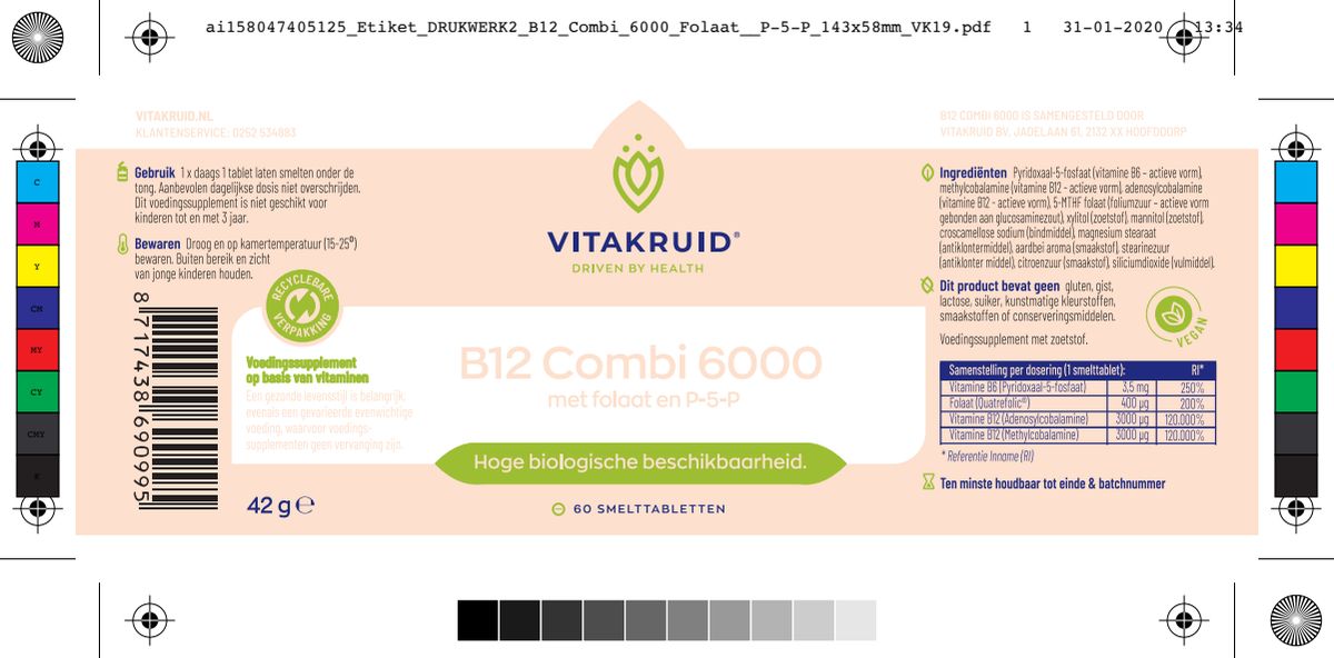 B12 Combi 6.000® met Actief Folaat Vitamine afbeelding van document #1, label
