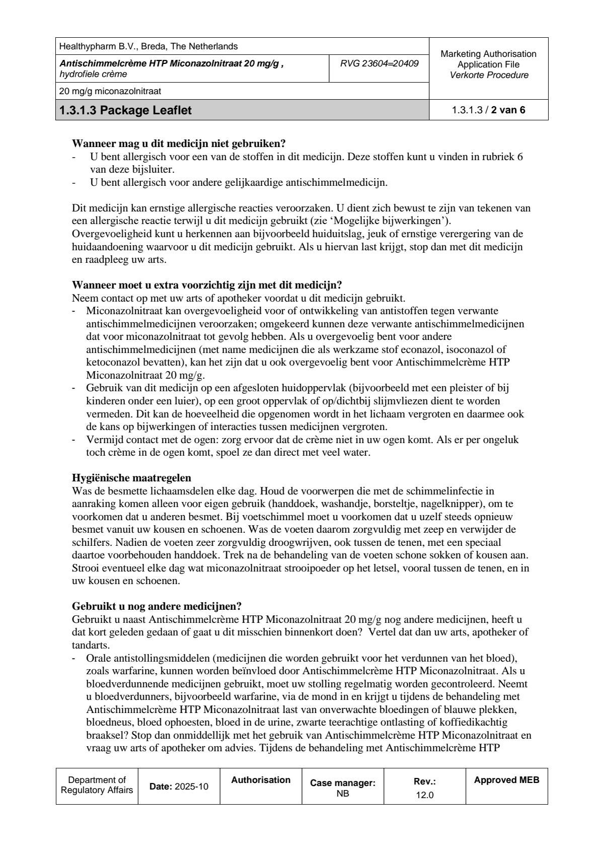 Antischimmelcrème Miconazolnitraat 20mg afbeelding van document #2, leaflet