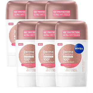 Nivea Derma Control Clinical 100 Ultra Dry Touch Anti-transpirant Stick Multiverpakking 6x50ML