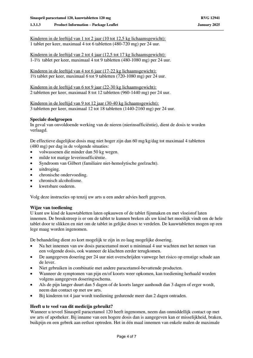 Paracetamol Tabletten 120mg afbeelding van document #4, leaflet