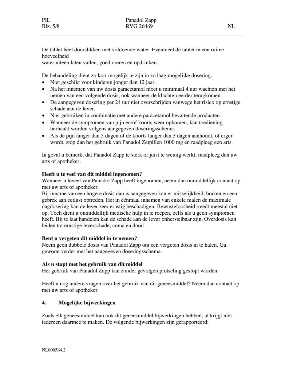 Zapp 500 mg Filmomhulde Tabletten afbeelding van document #5, leaflet