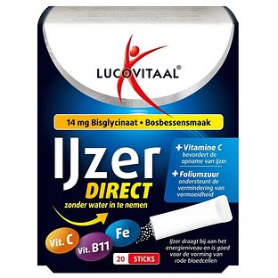 Lucovitaal IJzer Bisglycinaat Direct Bosbessensmaak Sticks 20ST
