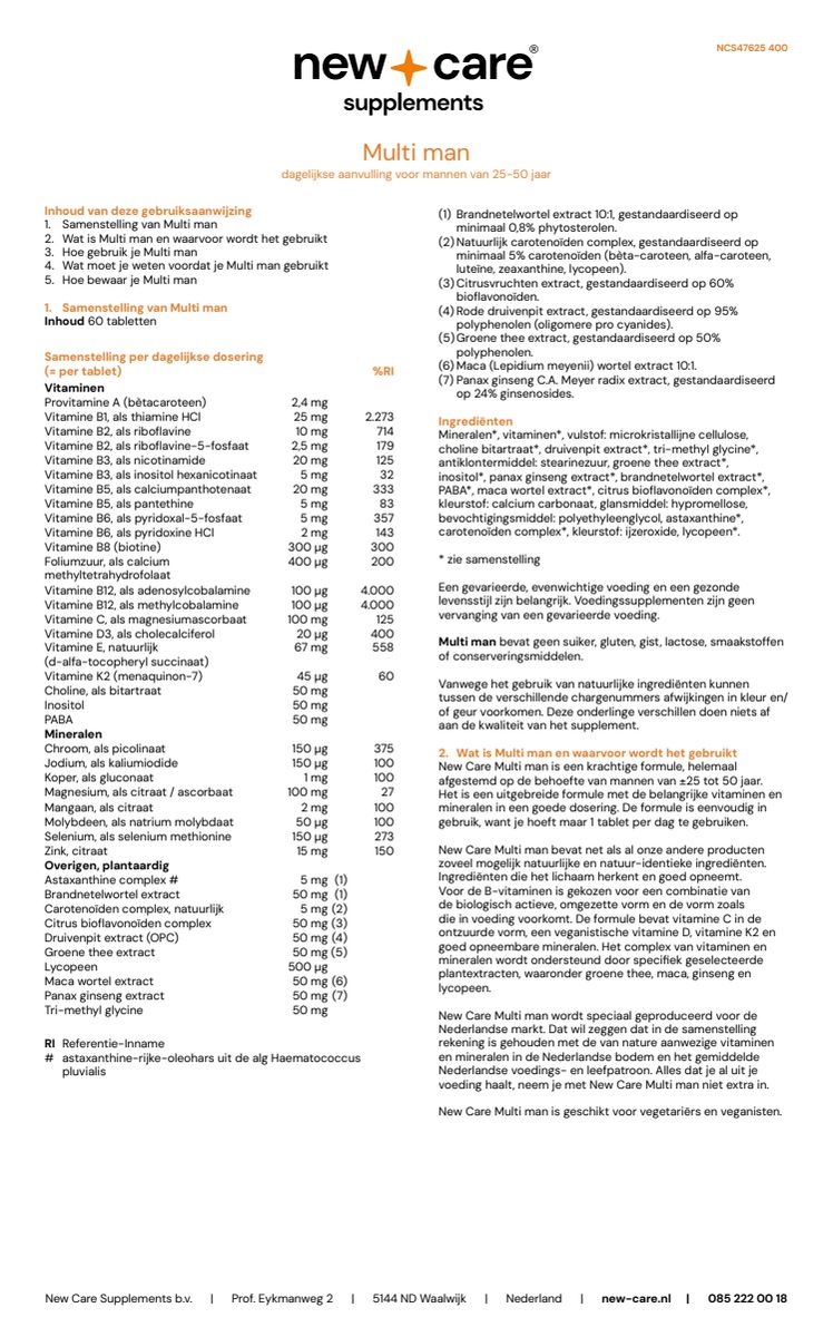 Multi Man Tabletten afbeelding van document #1, instructions