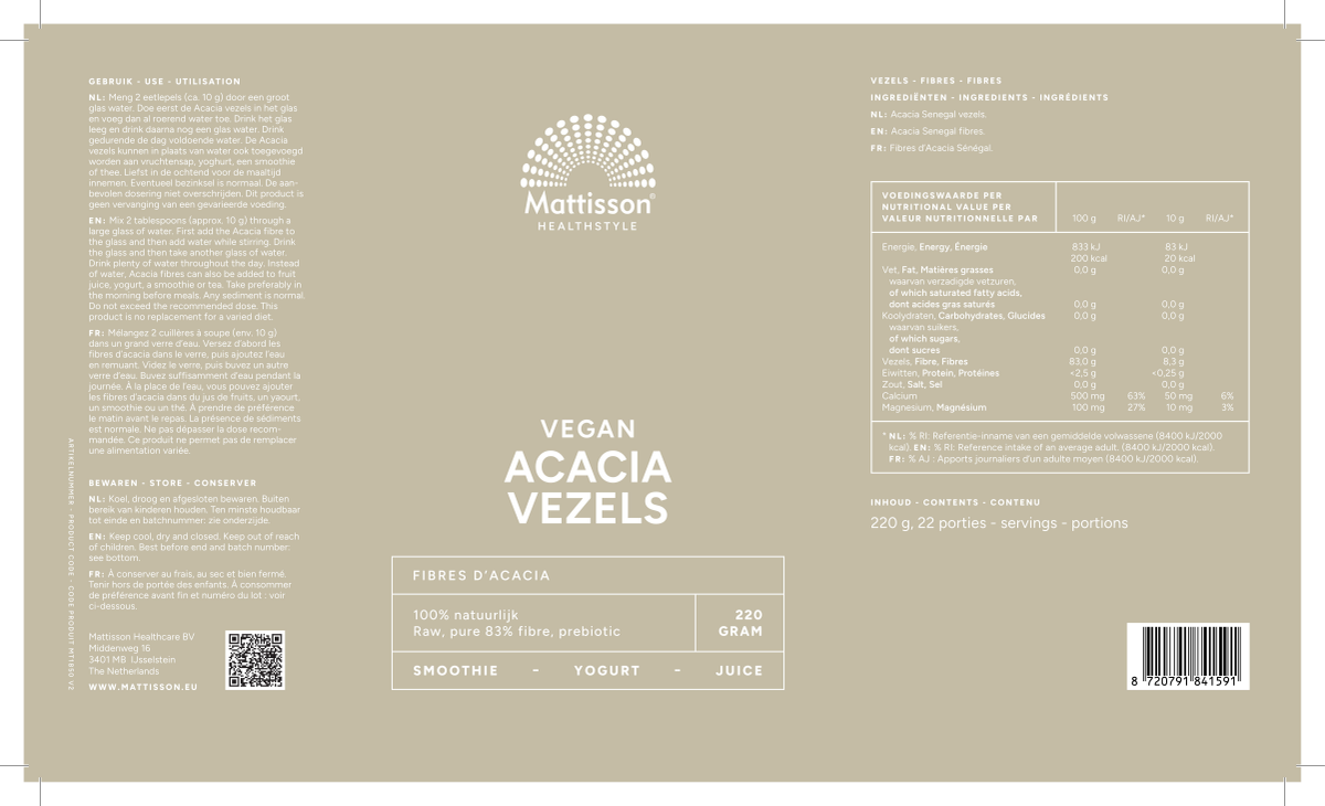 Acacia Vezels afbeelding van document #1, label