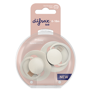 Difrax LOVI Prime Pacifier 6-18 Months - Coconut/Ivory 2ST